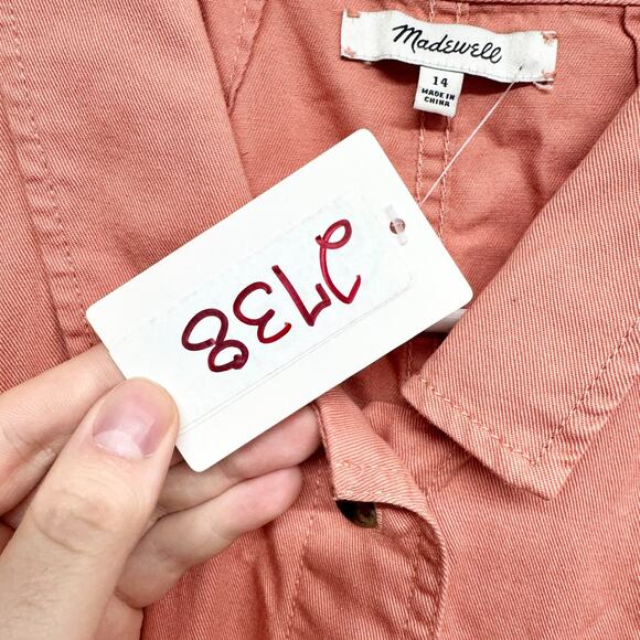 Madewell Jumpsuit Women 14 Collared Button Front Short Sleeve Wide Leg Utility - Picture 4 of 7